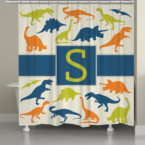 Shop Laural Home Dinosaurs Monogram Shower Curtain Free Shipping