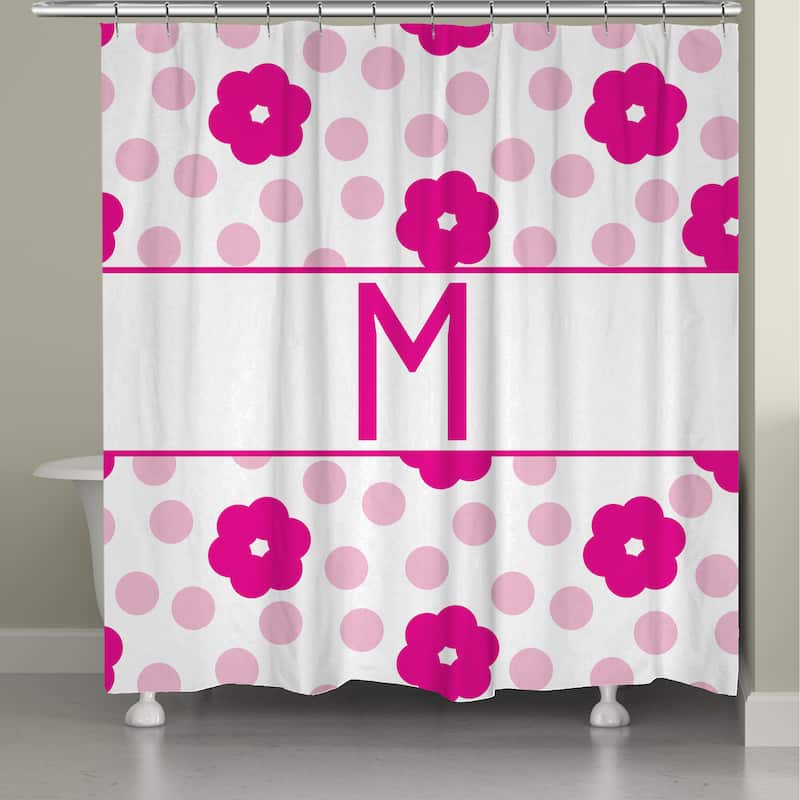 Laural Home Flowers and Polk-Dot Monogram Shower Curtain