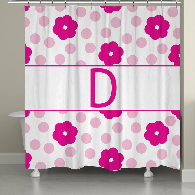 Laural Home Flowers and Polk-Dot Monogram Shower Curtain