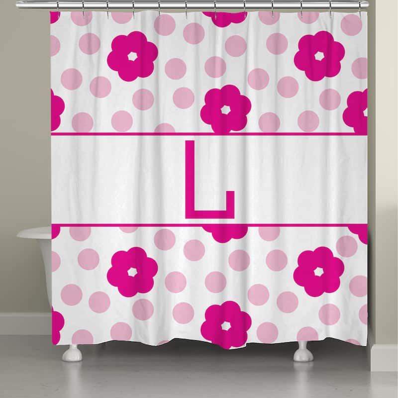 Laural Home Flowers and Polk-Dot Monogram Shower Curtain