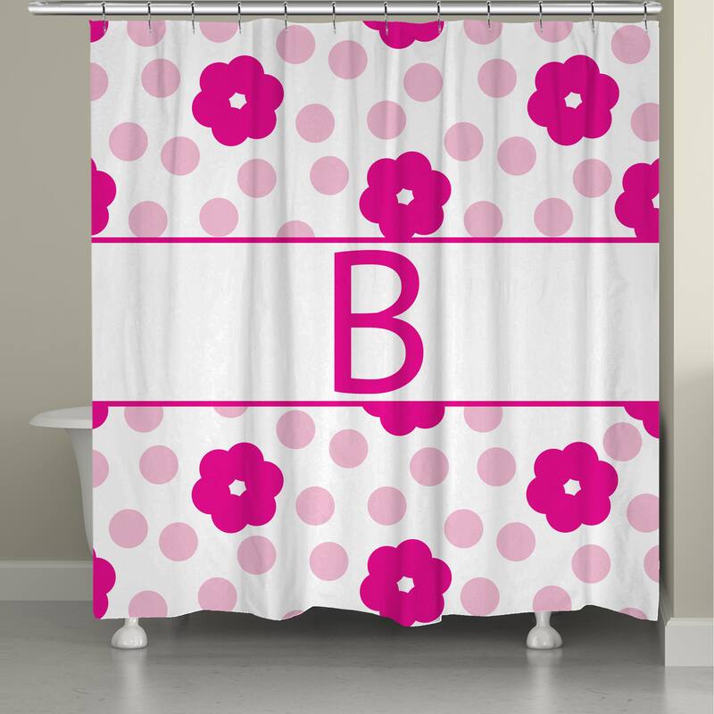 Laural Home Flowers and Polk-Dot Monogram Shower Curtain