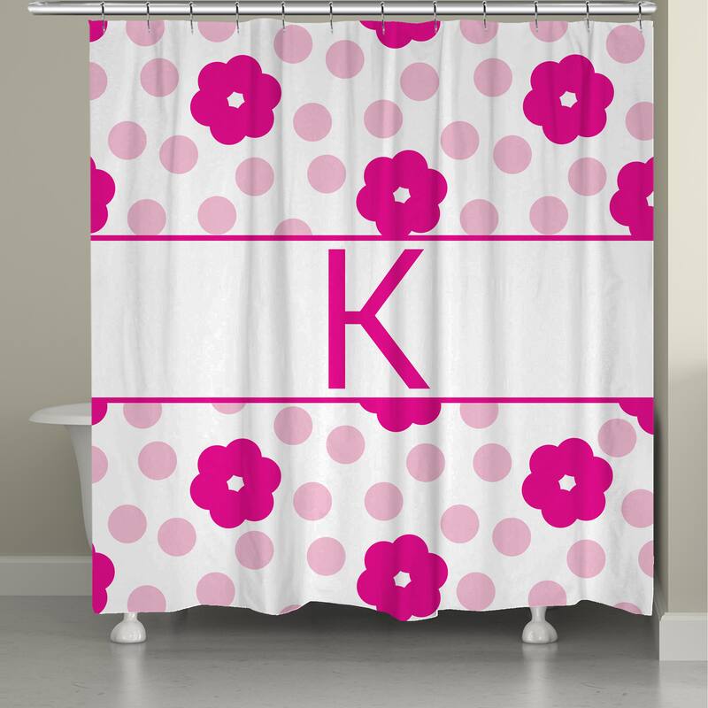 Laural Home Flowers and Polk-Dot Monogram Shower Curtain