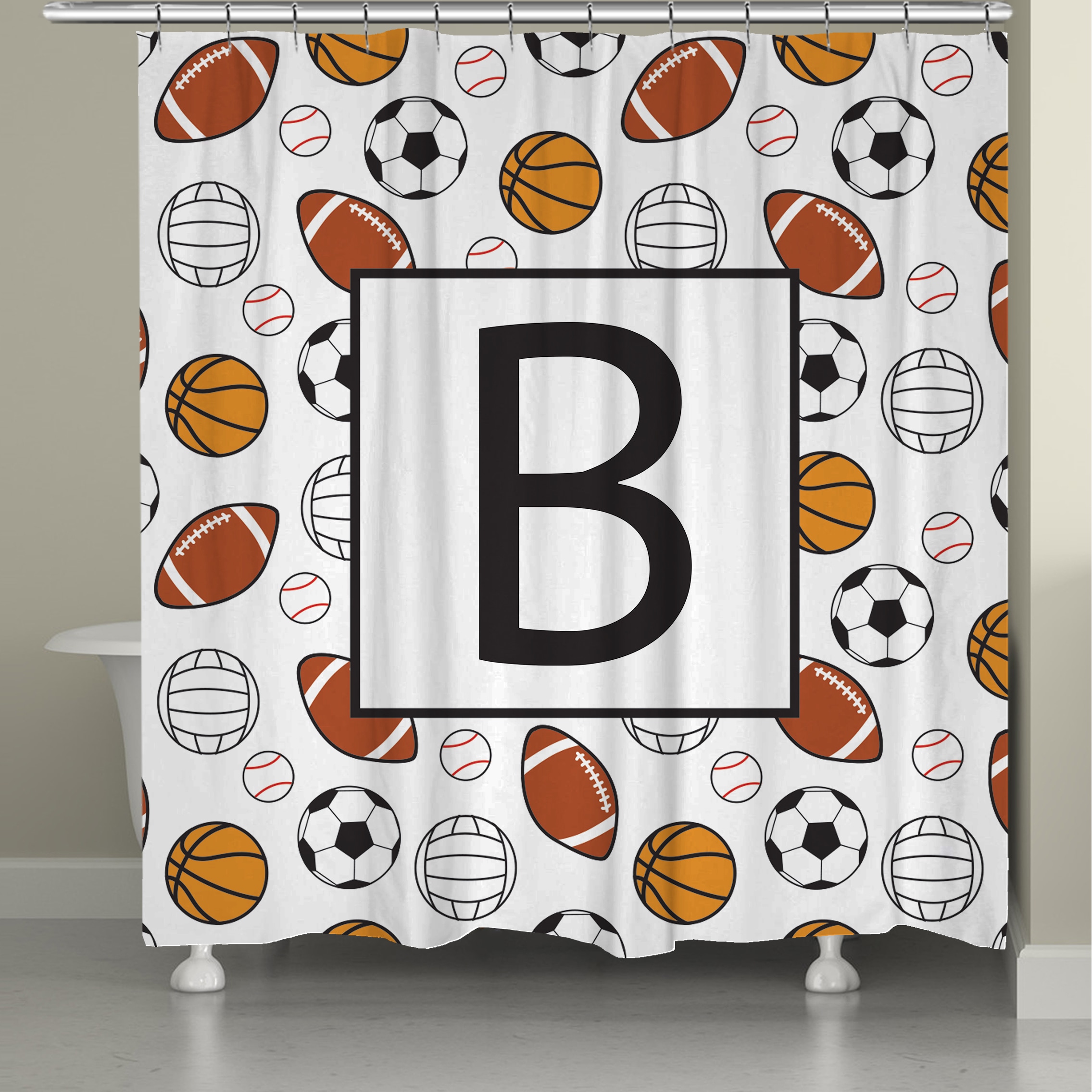 Laural Home Sports Monogram Shower Curtain On Sale Overstock 10846588