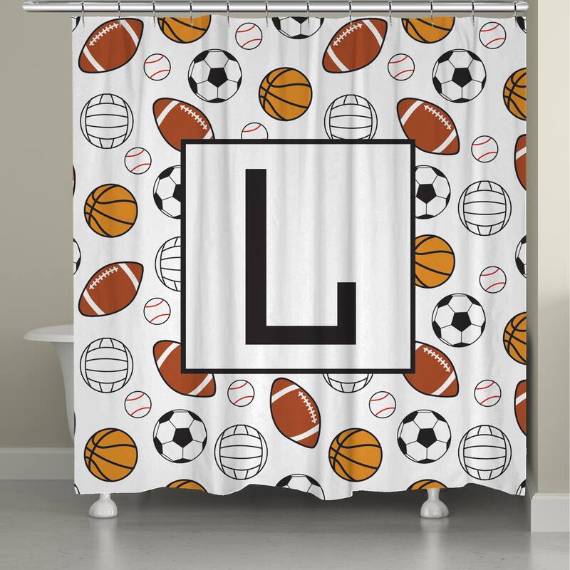 Laural Home Sports Monogram Shower Curtain - L
