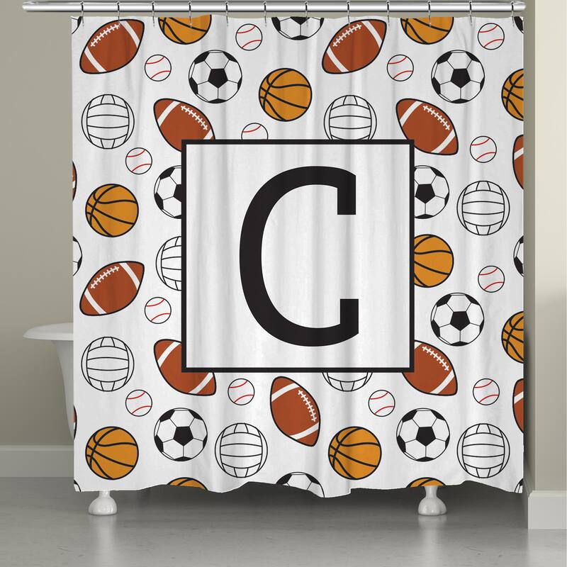 Laural Home Sports Monogram Shower Curtain - C