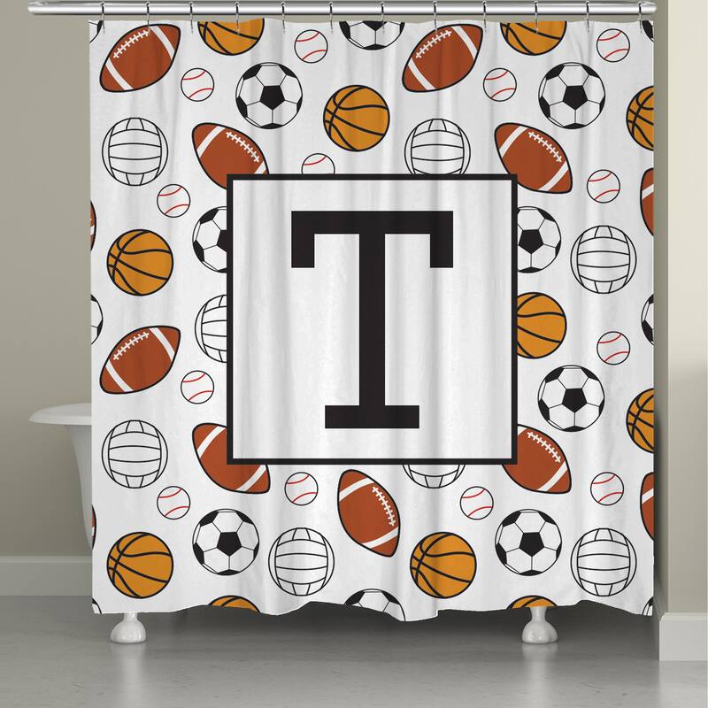 Laural Home Sports Monogram Shower Curtain - T