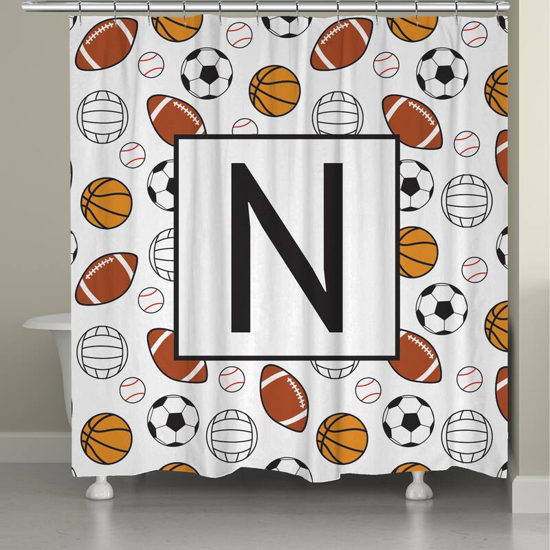Laural Home Sports Monogram Shower Curtain - N