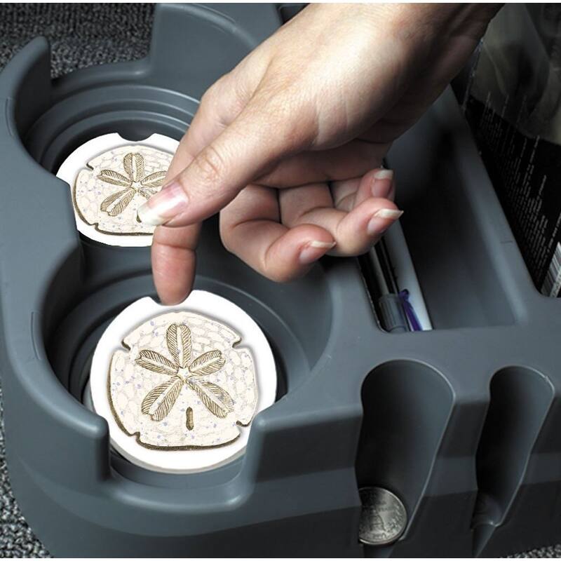 CounterArt Sand Dollar Absorbent Stone Car Coasters (Set of 2) - 4x6