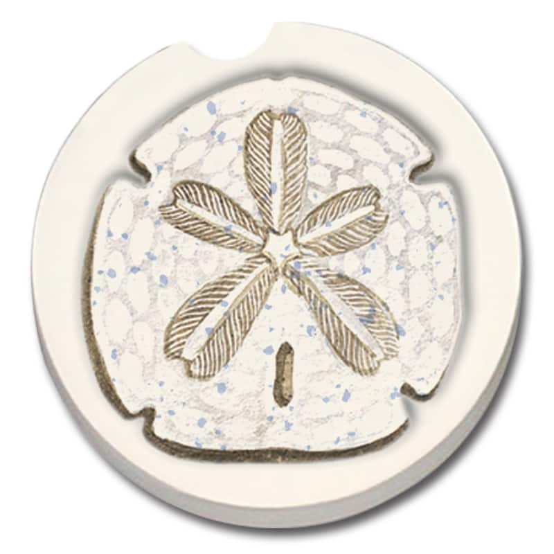 CounterArt Sand Dollar Absorbent Stone Car Coasters (Set of 2) - 4x6