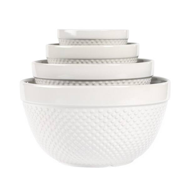 Hobnail Stoneware Mixing Bowls (Set of 4)