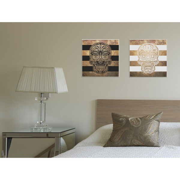 Proudly Made in USA 12 x 0.5 x 12 Stupell Home D/écor Sugar Skulls Boho Golds Graphic Wall Plaque 2-Piece Set
