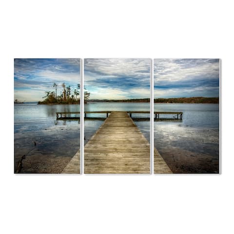 Stupell Dock Overlooking Island 3-piece Triptych Wall Plaque Set