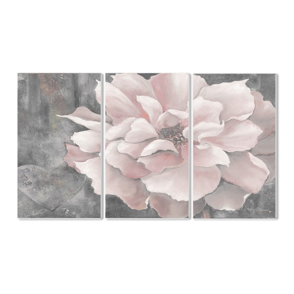 Shop Stupell Pastel Pink Peony on Grey 3-piece Triptych ...