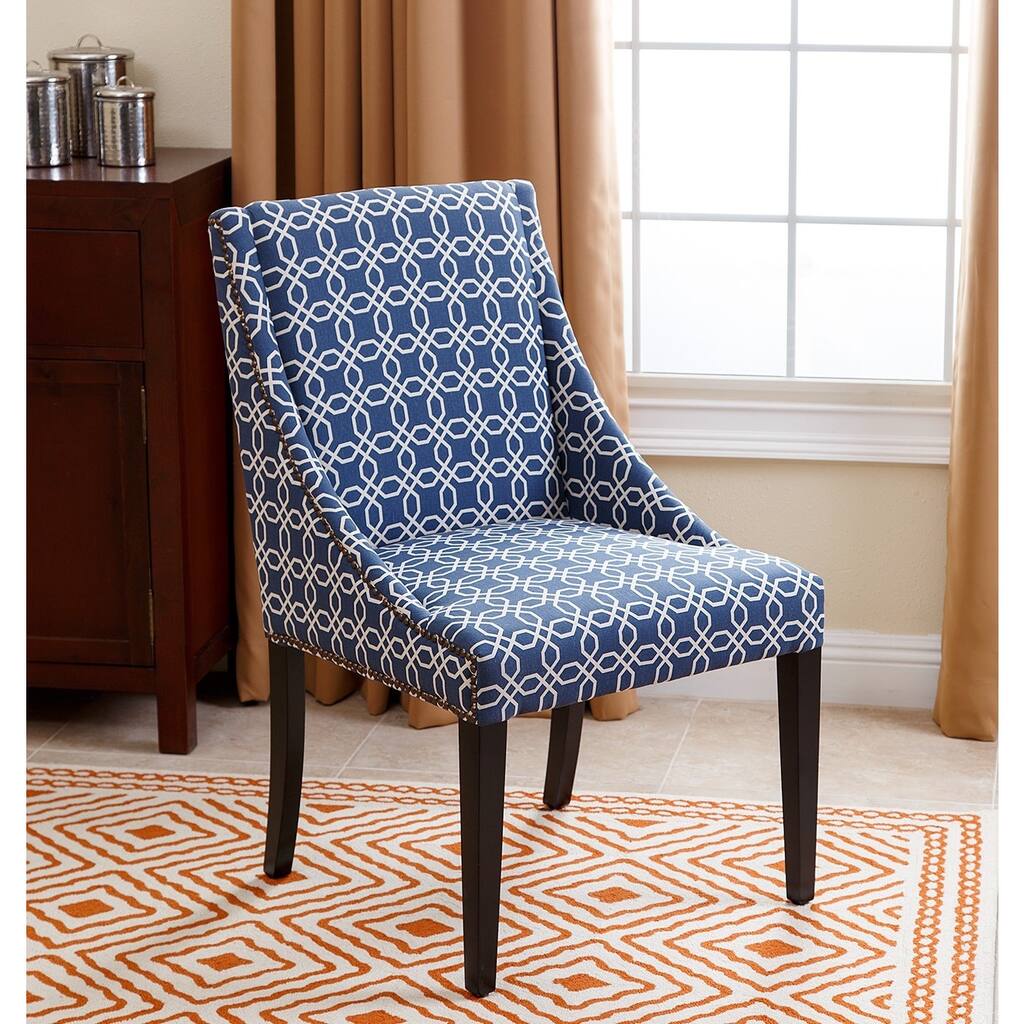 Abbyson Sara Swoop Dining Chair, Navy Blue Pattern