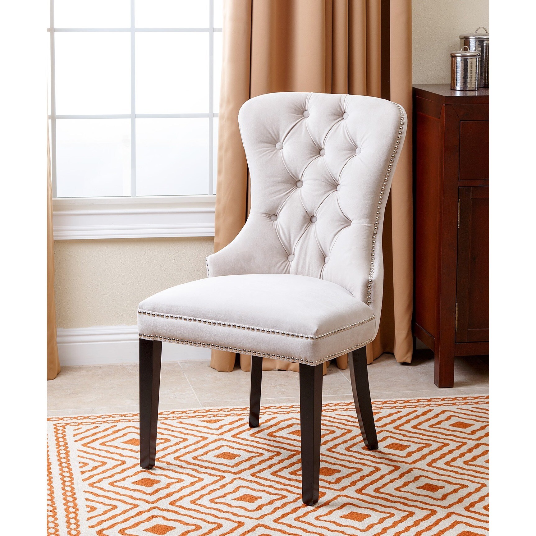 Abbyson versailles grey tufted dining deals chair