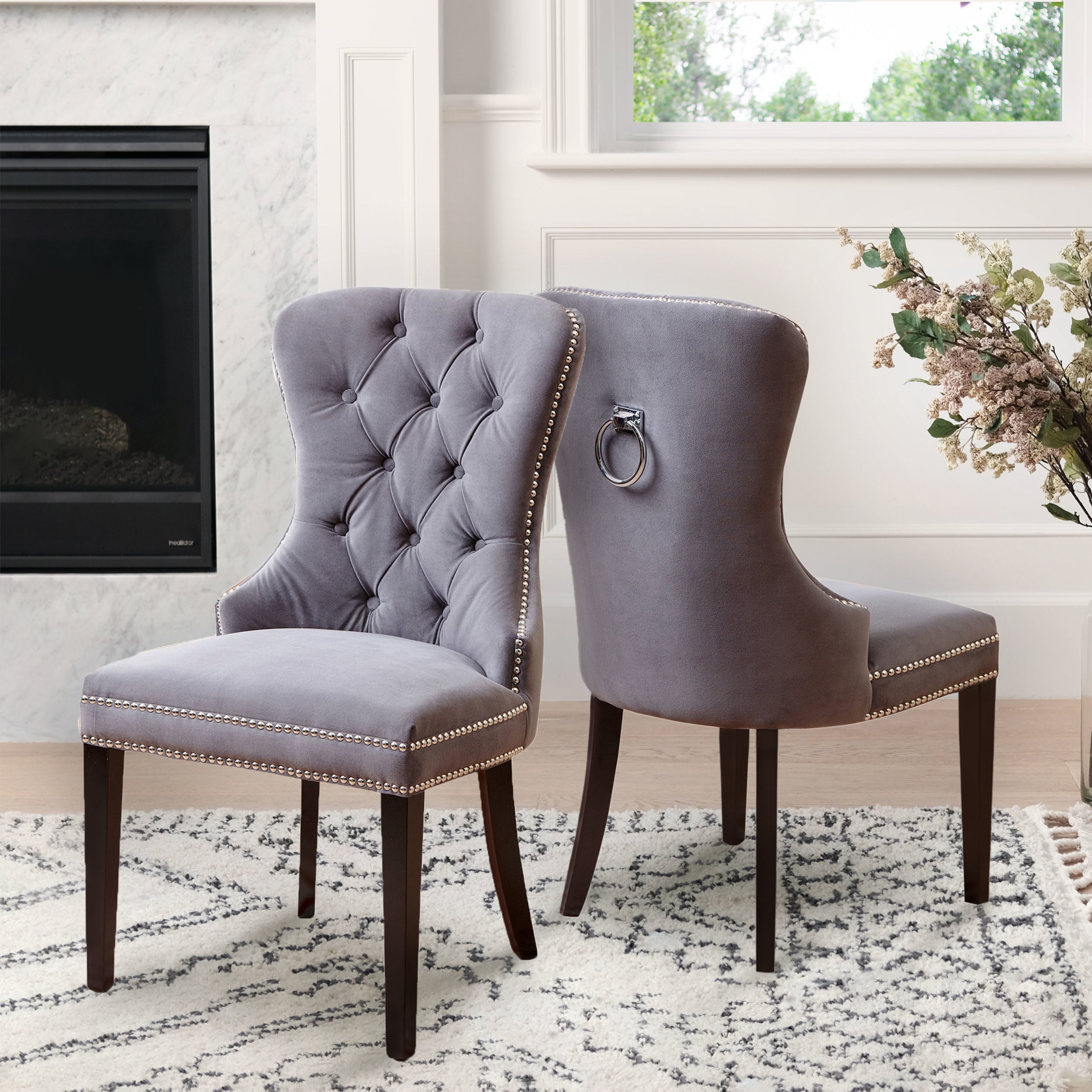 Abbyson Versailles Grey Tufted Dining Chair On Sale Overstock 10855757