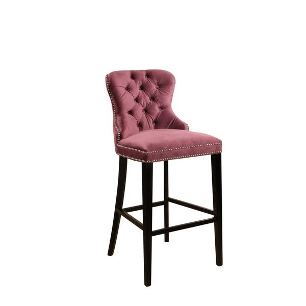 Abbyson Versailles 30inch Tufted Velvet Barstool in Grey (As Is Item