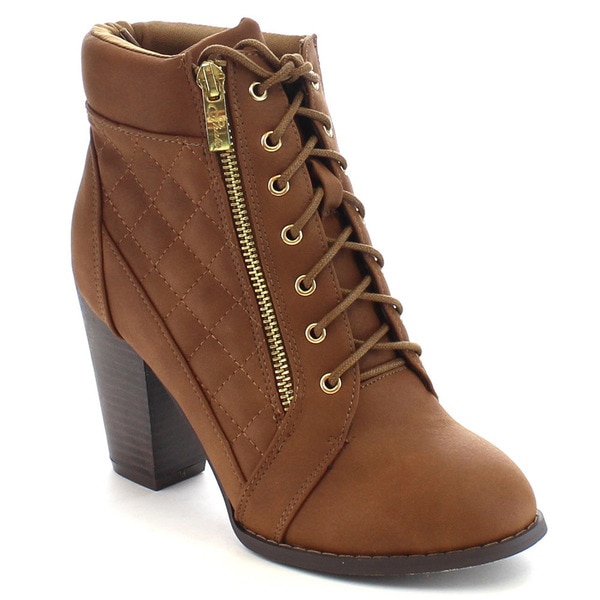 Shop Shake Collection Florentine Women's Chunky Heel Quilted Lace Up