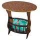 preview thumbnail 2 of 3, Espresso Oval Side Table with Magazine Holder Cherry Brown