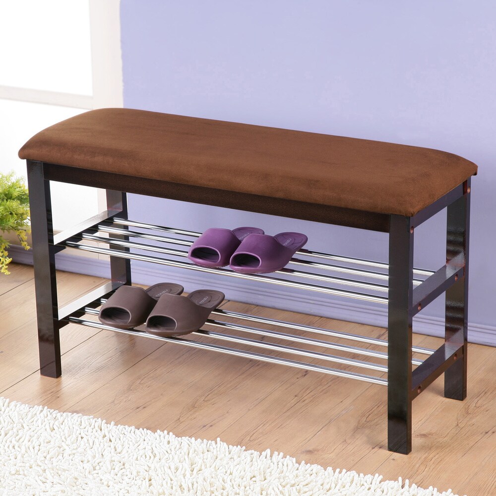 black wood shoe rack