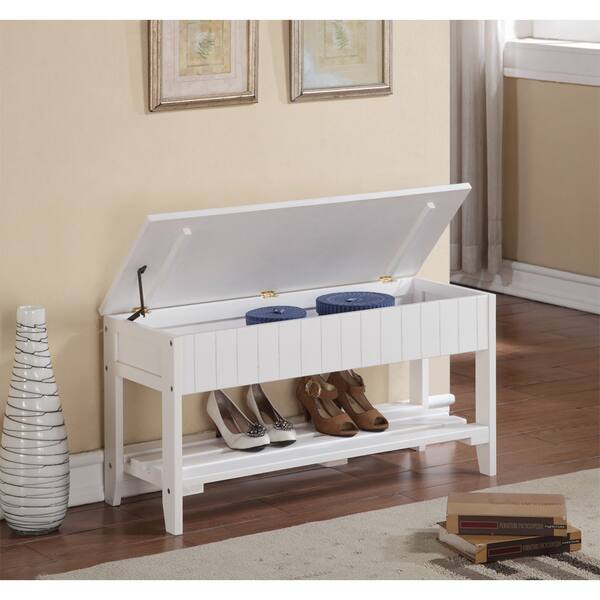 Roundhill Furniture The Gray Barn Waggoner Solid Wood Shoe Bench with Storage