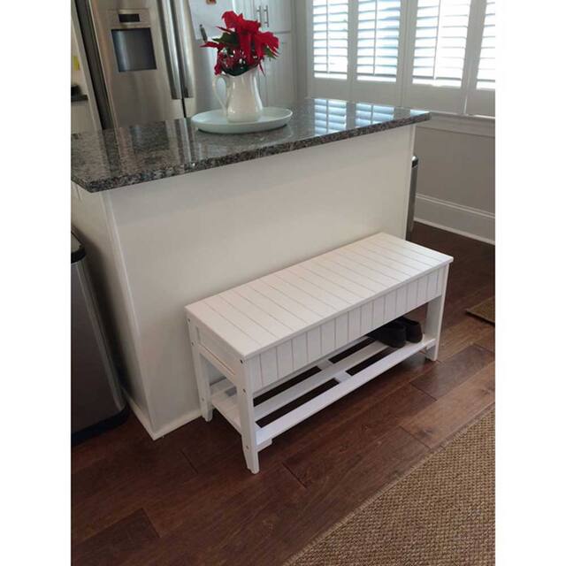 Roundhill Furniture The Gray Barn Waggoner Solid Wood Shoe Bench with Storage