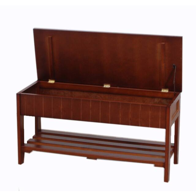 Roundhill Furniture The Gray Barn Waggoner Solid Wood Shoe Bench with Storage