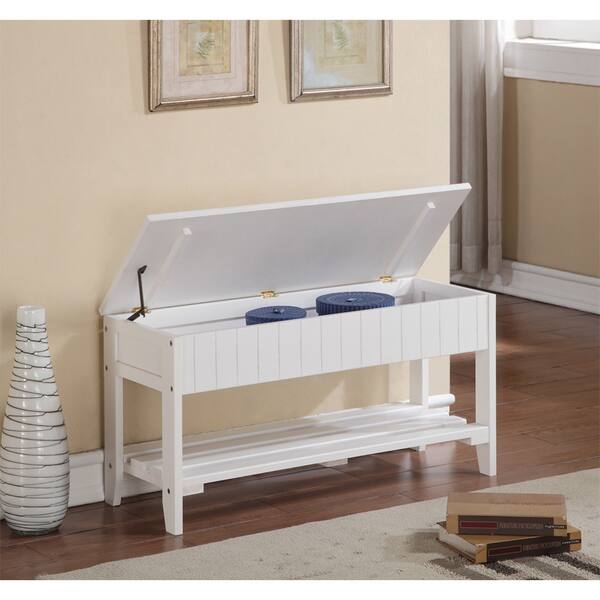 Roundhill Furniture The Gray Barn Waggoner Solid Wood Shoe Bench with Storage