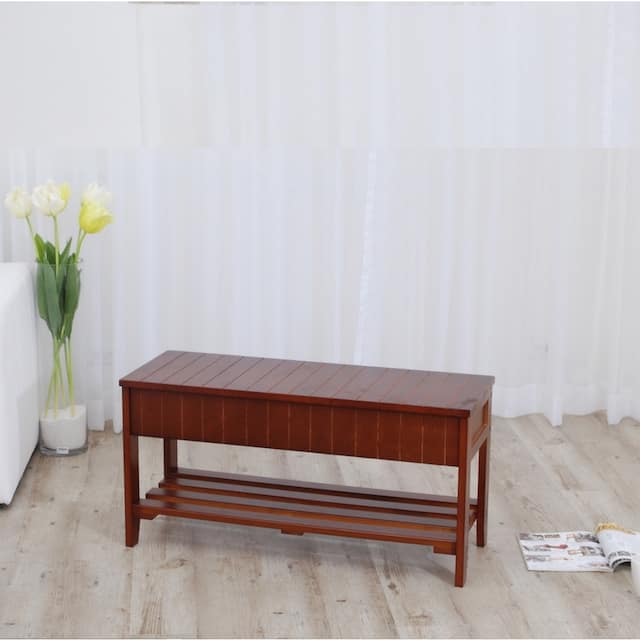 Roundhill Furniture The Gray Barn Waggoner Solid Wood Shoe Bench with Storage