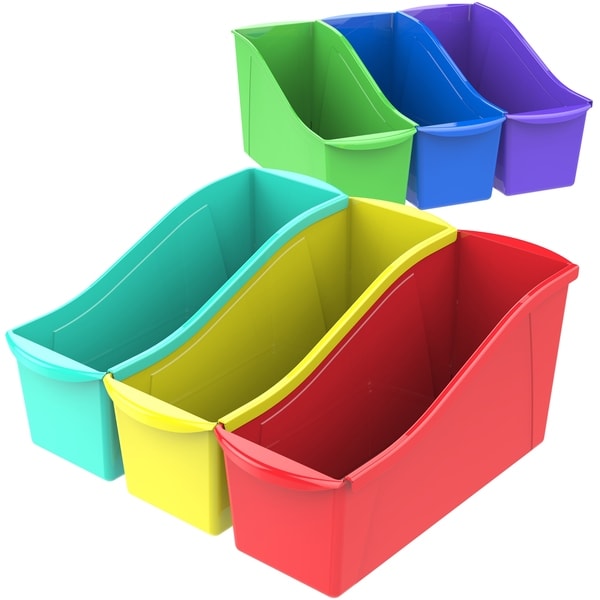 Large Book bin with front pockets.5 Assorted Colors (30 units/pack)