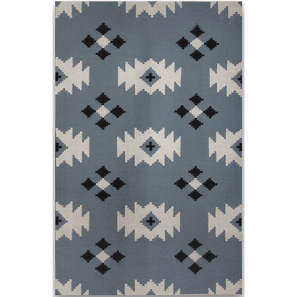 Sonora Blue Geometric Flat Weave Rug 8 X 10 On Sonora Blue Geometric Flat Weave Rug 8 X27 X 10