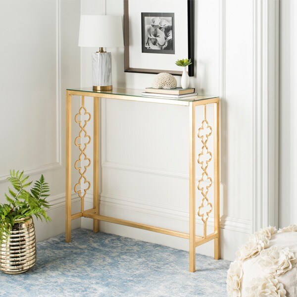 Shop Safavieh Jovanna Antique Gold Leaf Console Table - On Sale - Free ...