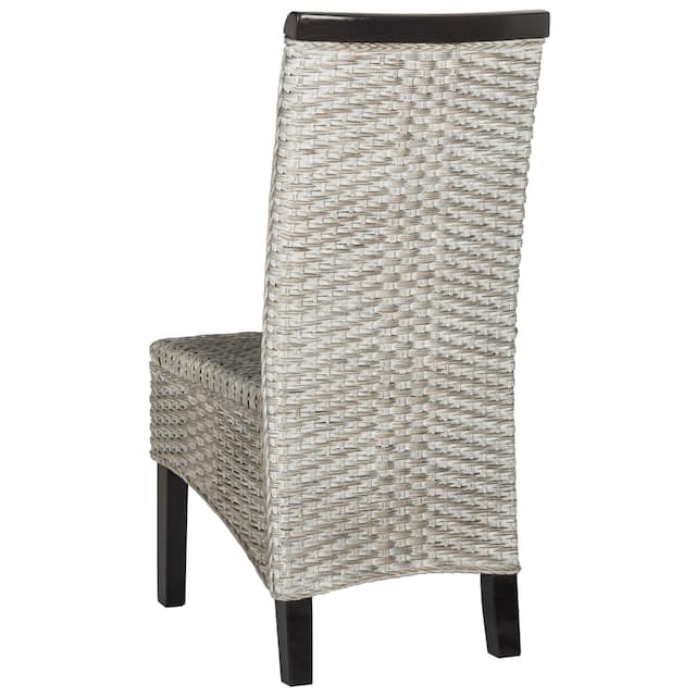 SAFAVIEH Ilya Antique Grey Wicker Dining Chair (Set of 2) - 17.3