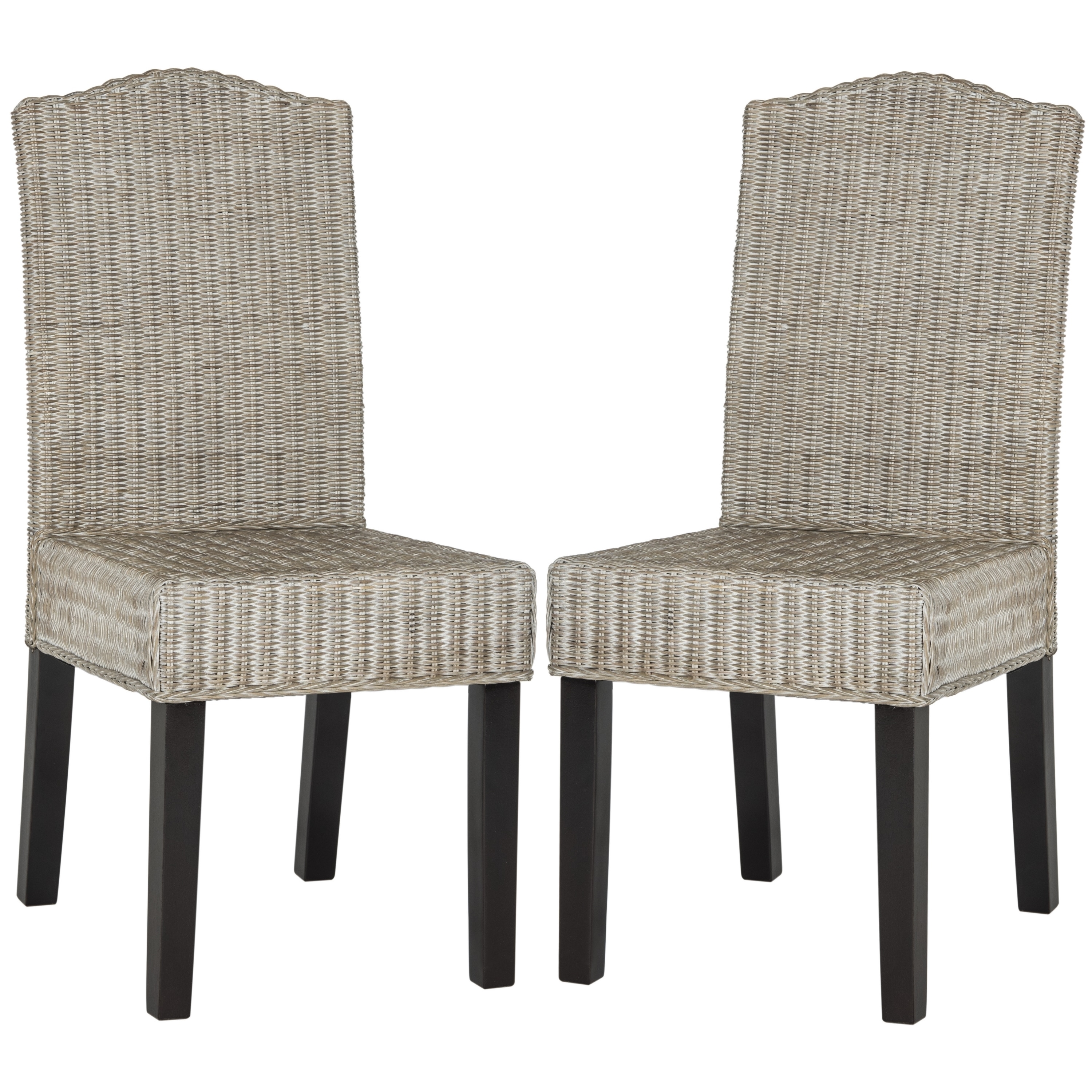 Safavieh Reinhardt Rattan Dining Chair - Set of 2 Black / Grey