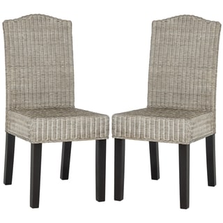SAFAVIEH Dining Rural Woven Odette Antique Grey Wicker Dining Chairs (Set of 2) - 17.3" x 22" x 38.5"