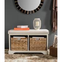 Safavieh Freddy Distressed White Wicker Storage Bench