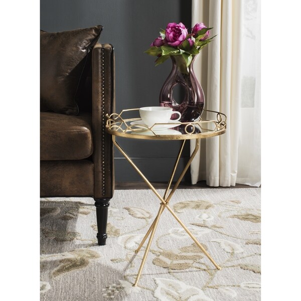 Safavieh Cherris Antique Gold Leaf Round End Table Free Safavieh Cherris Antique Gold Leaf Round End Table