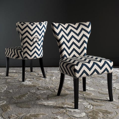 SAFAVIEH Dining Jappic Chevron Navy/White Ring Dining Chairs (Set of 2) - 22.4" x 24.4" x 36.8"