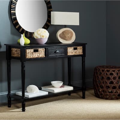 SAFAVIEH Christa Distressed Black Console Storage Table - 44.5" x 13.4" x 31.5"