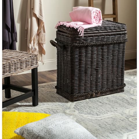 SAFAVIEH Sidonie Dark Natural Rattan Storage Trunk - Dark Natural - 25.6" x 13.7" x 27.5"