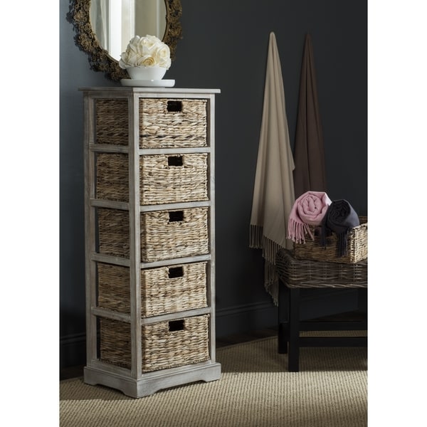 Safavieh Vedette Winter Melody 5 Drawer Wicker Basket Storage Safavieh Vedette Winter Melody 5 Drawer Wicker Basket Storage Tower