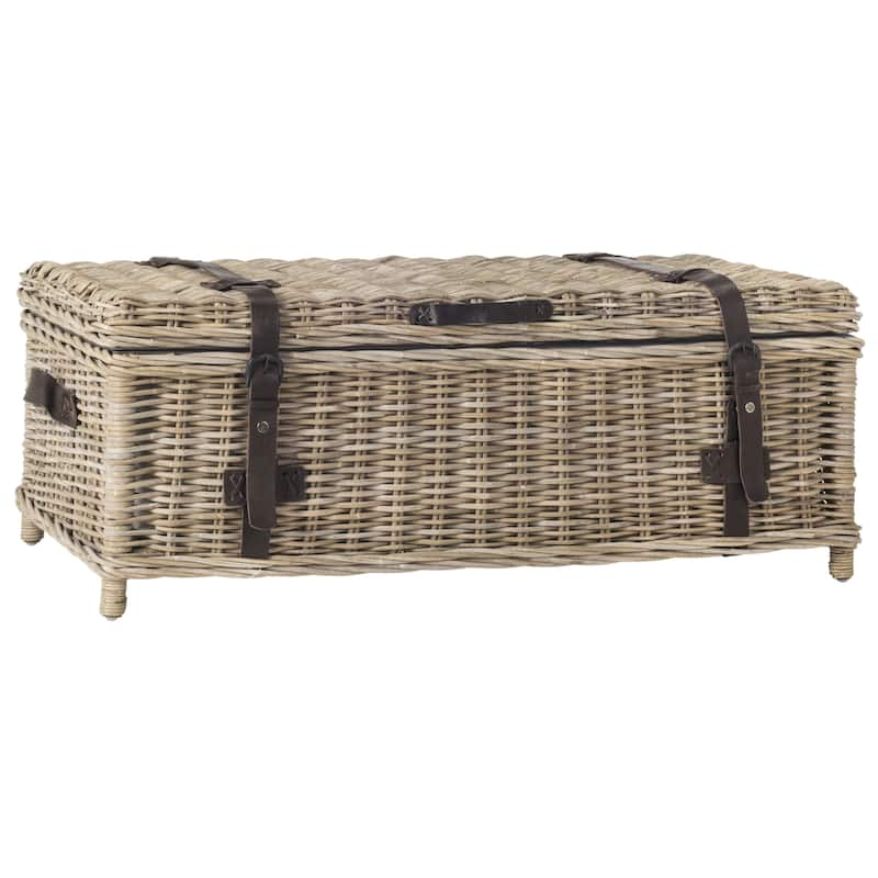 SAFAVIEH Navarro Grey Natural Rattan Storage Trunk - 45.7" x 23.6" x 18.2"