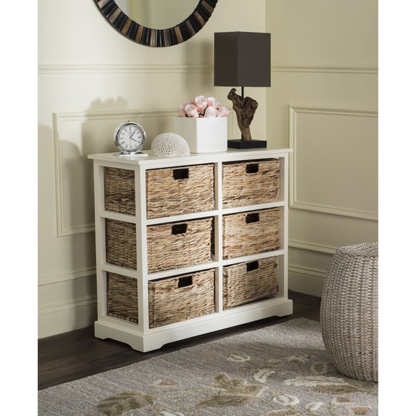Shop Safavieh Keenan Distressed White 6 Drawer Wicker Basket
