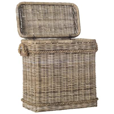 SAFAVIEH Sidonie Grey Natural Rattan Storage Trunk - 25.6" x 13.7" x 27.5"