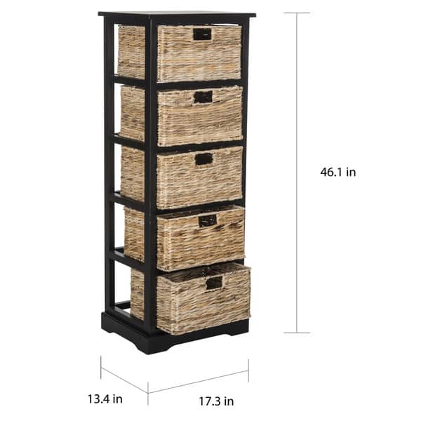 Safavieh 17.3-in x 46.1-in 5-Drawer Distressed Black Wood Drawer Safavieh 17.3-in x 46.1-in 5-Drawer Distressed Black Wood Drawer