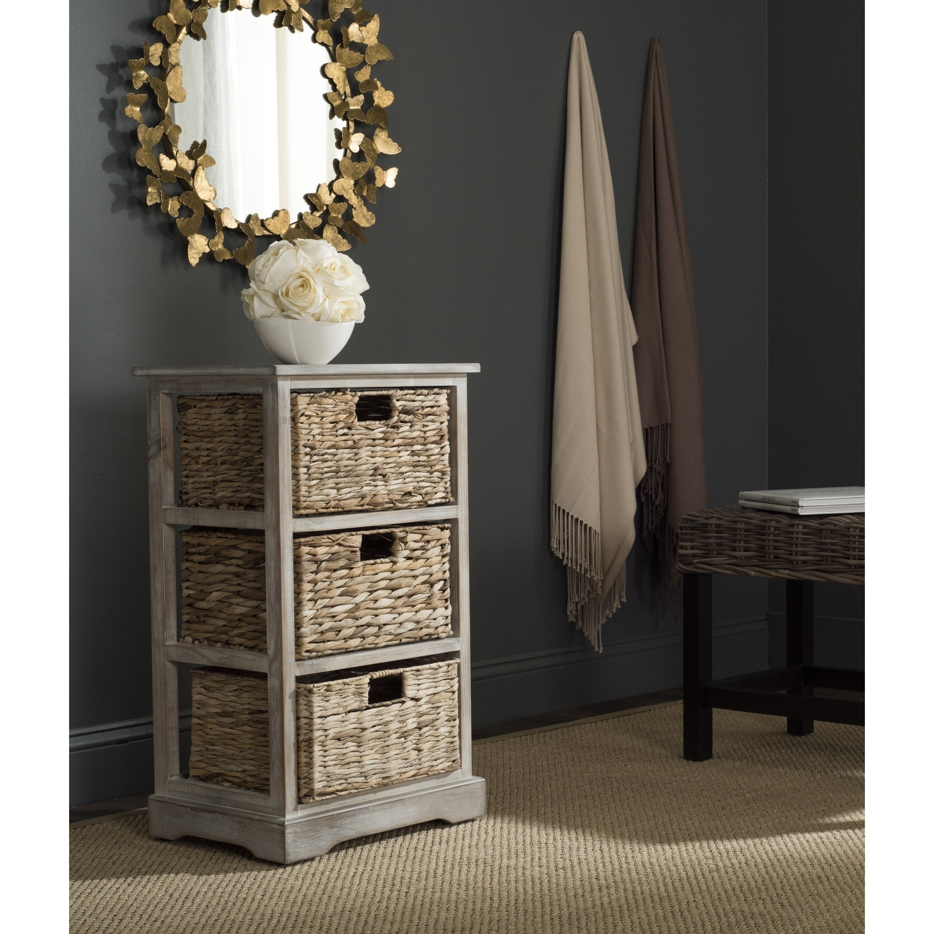 Shop Safavieh Halle Winter Melody 3 Drawer Wicker Basket Storage