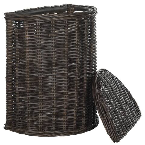 SAFAVIEH Manzu Natural Rattan Brown Storage Hamper with Liners - 20.5" x 15.7" x 24"