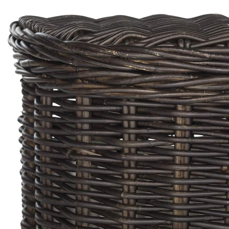 SAFAVIEH Manzu Natural Rattan Brown Storage Hamper with Liners - 20.5" x 15.7" x 24"
