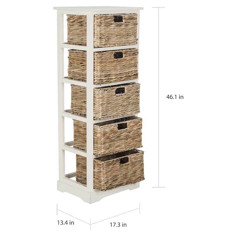 Safavieh 17.3-in x 46.1-in 5-Drawer Distressed Black Wood Drawer
