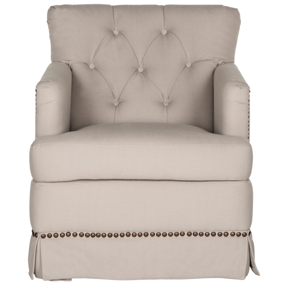 SAFAVIEH Millicent Taupe Linen Swivel Accent Chair